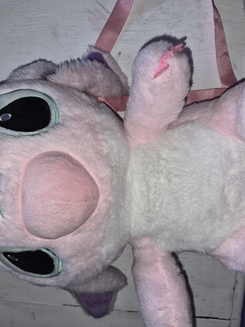 Pink Plush Stitch Backpack